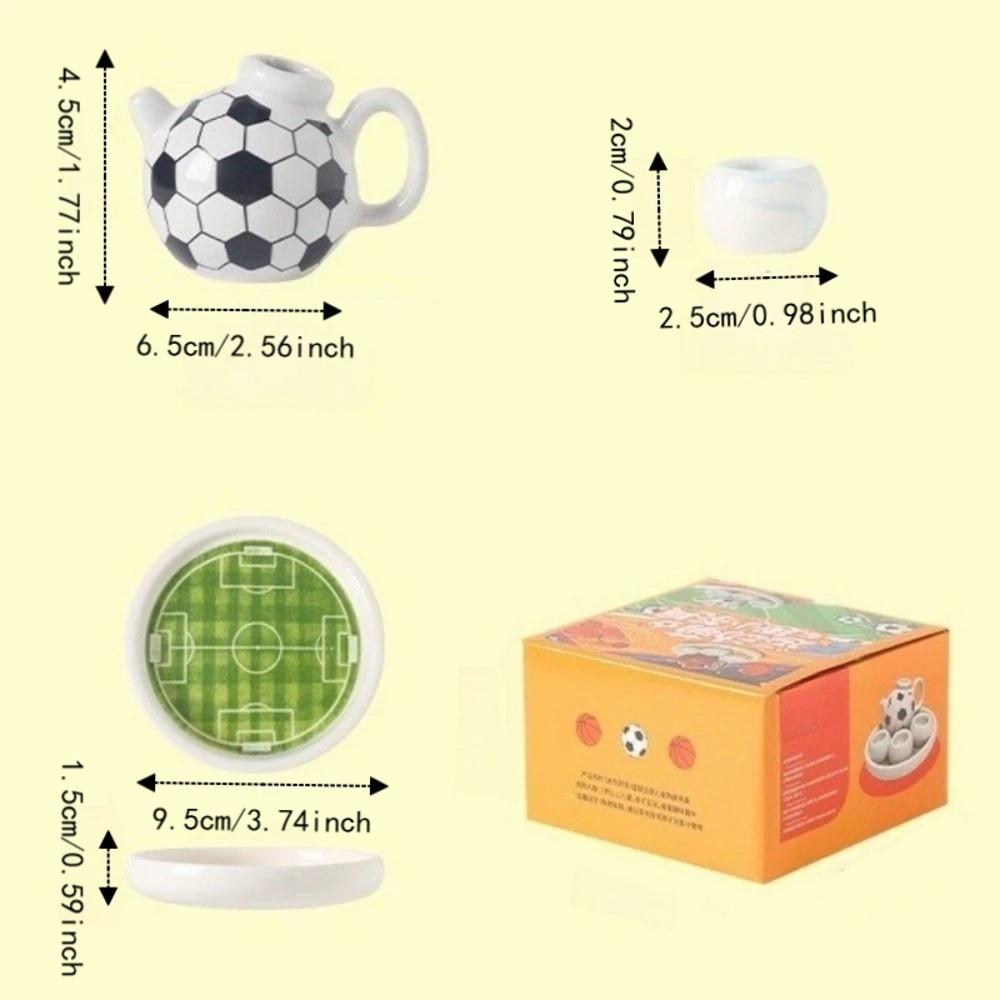 Decoration Mini Ceramic Teapot Sports Style Soccer Shape Teapot Tea Cup Set Home Desk