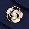 Camellia Brooch, High-end Women's Imitation Shell Pearl Brooch Design, Anti-exposure Pin