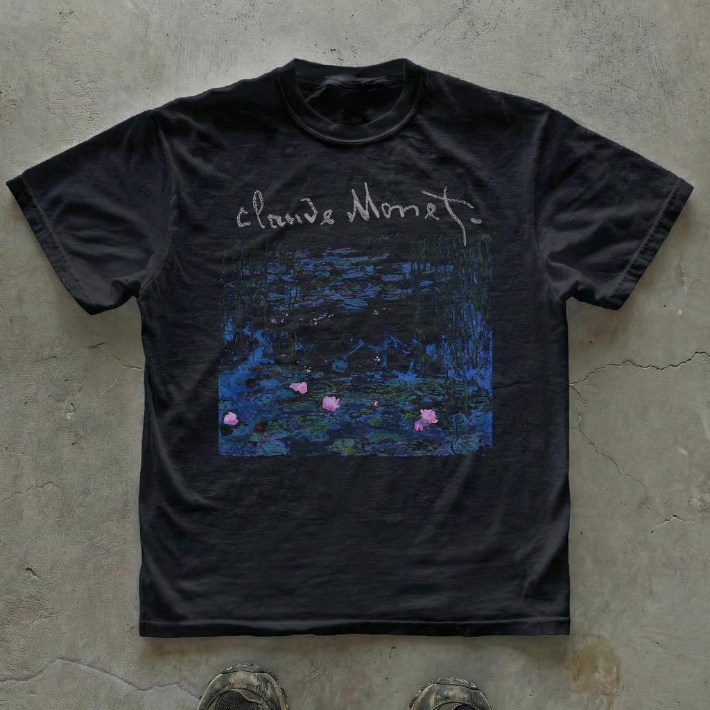 Maglietta Monet Ninfee, T-shirt Arte Vintage, Ninfee, Ispirata a Claude Monet, Maglietta Unisex in Cotone, Arte da Galleria, Abbigliamento Casual