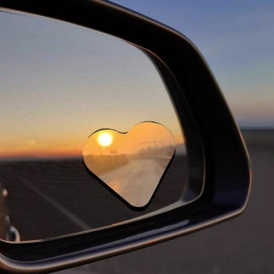 2Pcs Blind Spot Mirror Heart Shaped Glass for Car Convex 360° Rear View Mirrors