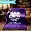 1PC Custom Name Blanket Sacramento Basketball Logo Flannel blankets Patterns Throw Blanket All-Season Soft Gift for Couch, Bed, Camping, Birthday gift