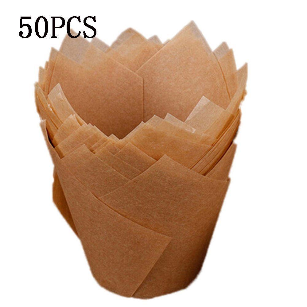 Bakeware Resistance High Temperature Liners Pastry Baking Paper Cups Tulip Shape 50Pcs/Set Cake Cup