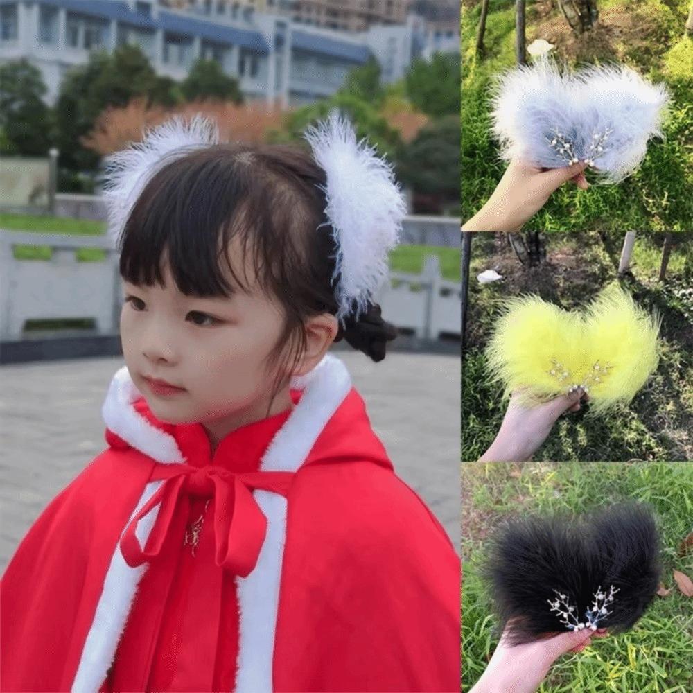 Fairy 12cm Fairy Feather Hairpins Feather Sweet Style Feather Barrettes Side Clip Feather Hair Clip Wedding Party