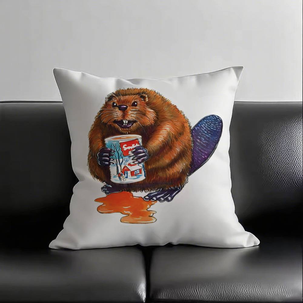 

1 шт. Наволочка с канадским бобром на бревне, квадратная, для спальни, дивана, для отдыха, удобная подушка, для автомобиля, гостиной, домашнего декора 16x16Inch