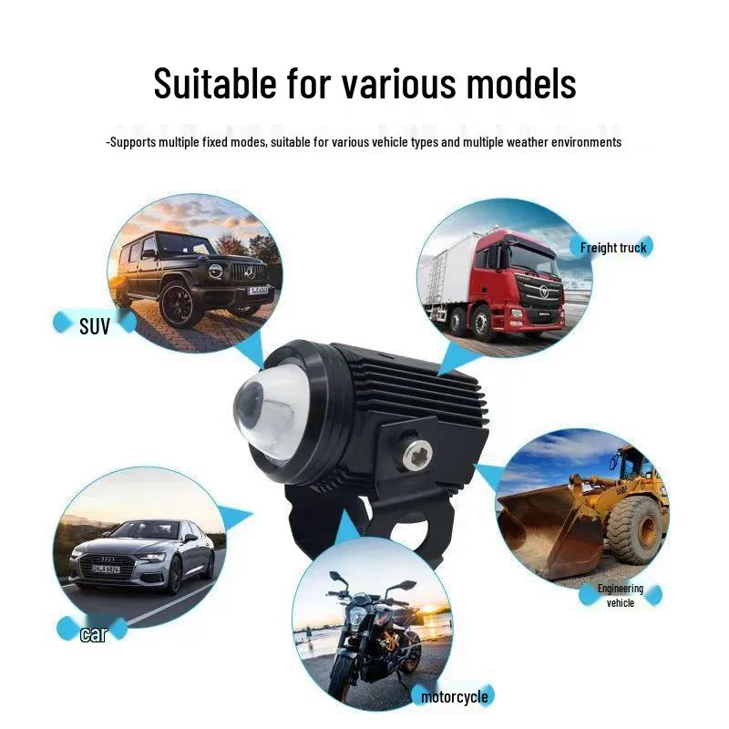 Motorcycle Dual LED Spotlight - Super Bright Steel Lens Headlight