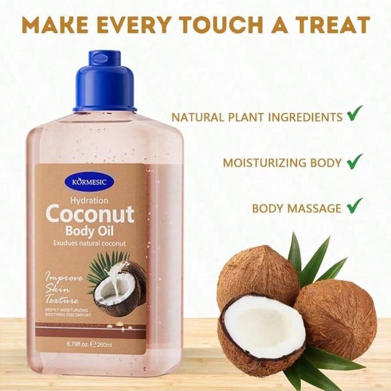 Natural Coconut Body Oil for Skin Hydration Deep Moisturizing Nourishing Dry Skin Care 24hr Long Lasting Coconut Oil for Body