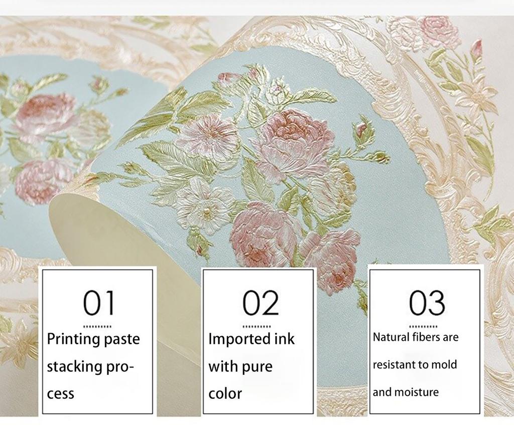 European Wallpaper Bedroom Headboard Background Warm Wall Paper Self-adhesive Wallpaper Simple Design