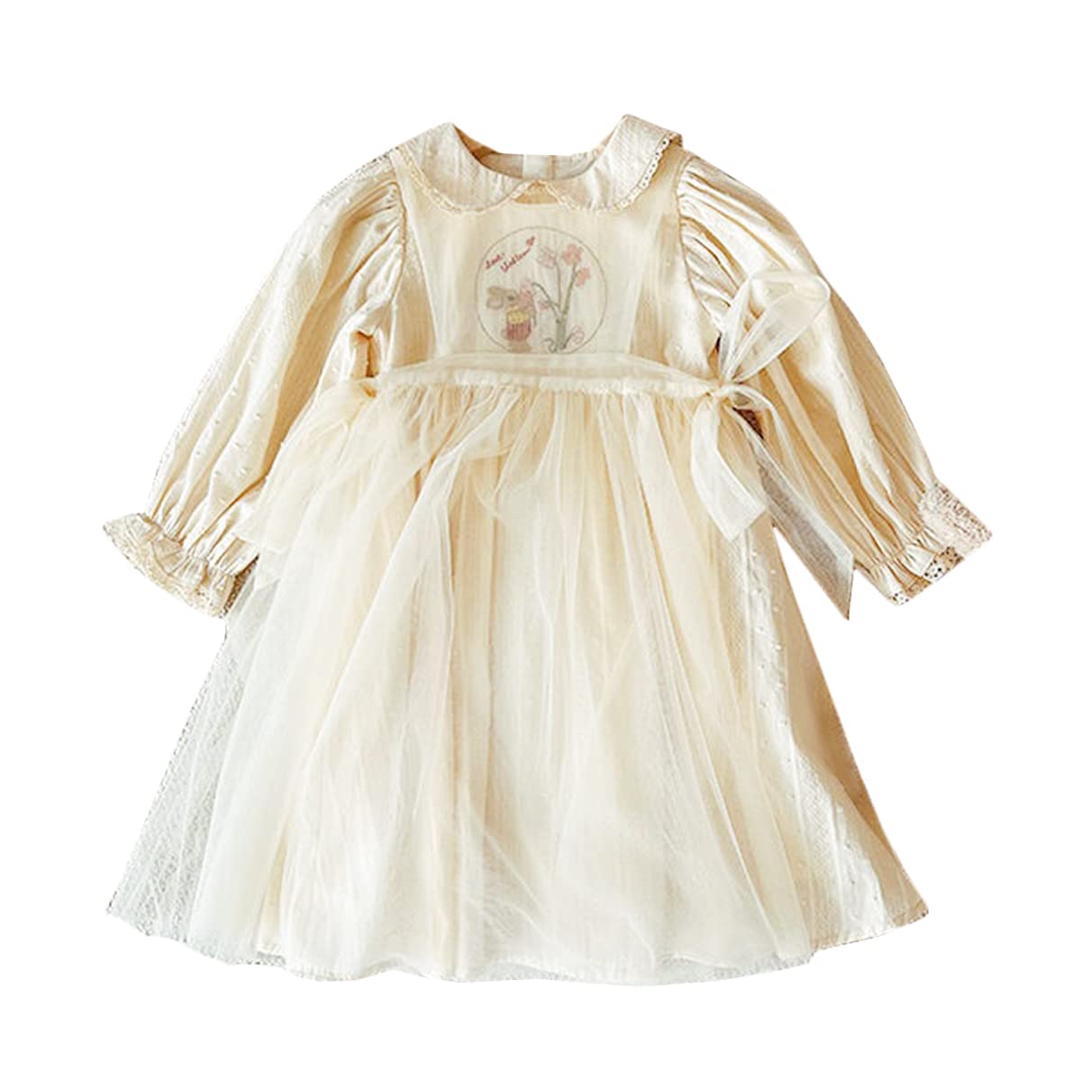 

платье для малышки тюль [SLINX] Цельное для девочек, одежда, платье, детская одежда, нарядное, юбка, стильное, пышное, детское, одежда на весну/осень, бежевый