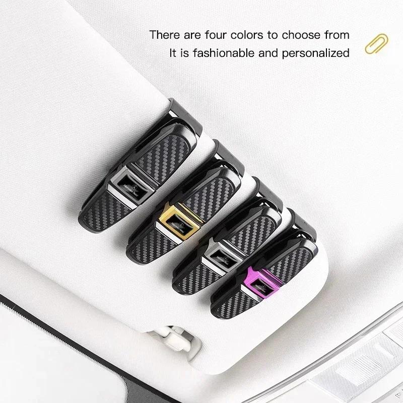 VVKQ9 ABS Glasses Clip Car Sun Visor Card Ticket Clamp Fastener For Mercedes Benz AMG GLE GLS CLS GLC CLA GLA GLK ML C197 R231 W167