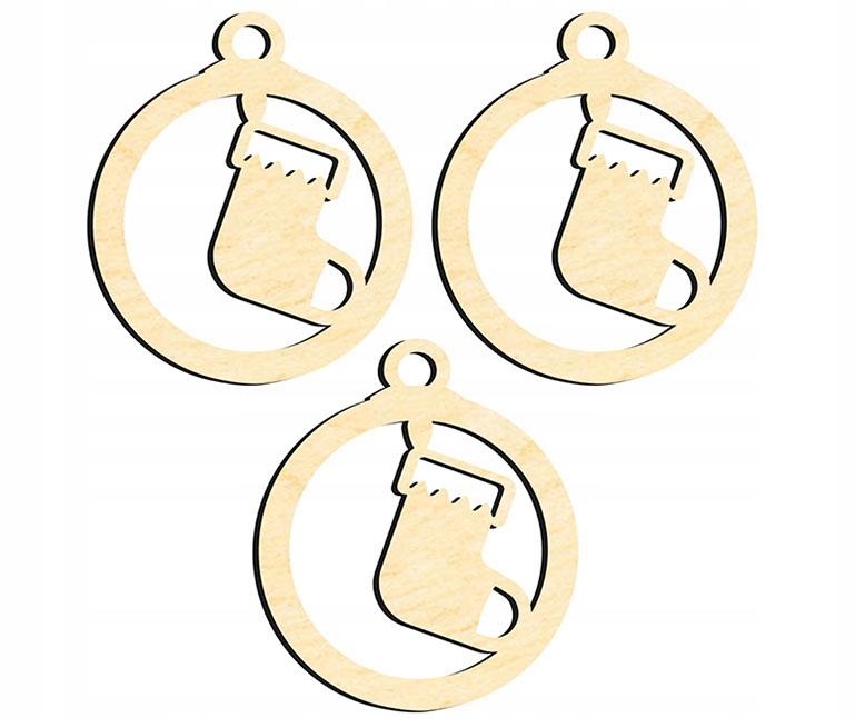 Wooden Christmas tree decorations Z55 3 pcs.