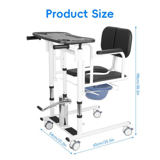 Patientenlifter Transferstuhl, 5-in-1 Patientenlifter Rollstuhl mit 180 Grad geteiltem Sitz, Höhenverstellbarer Lifter Transferstuhl für Zuhause Senioren Ältere