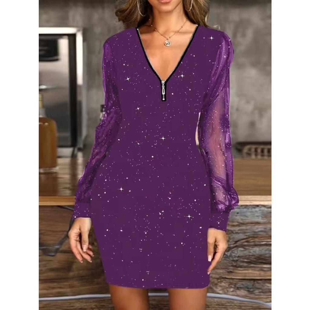 Frühling Sommer Neues Glitzer Bodycon Kleid, Europäischer Amerikanischer Stil Sexy Enganliegendes Partykleid