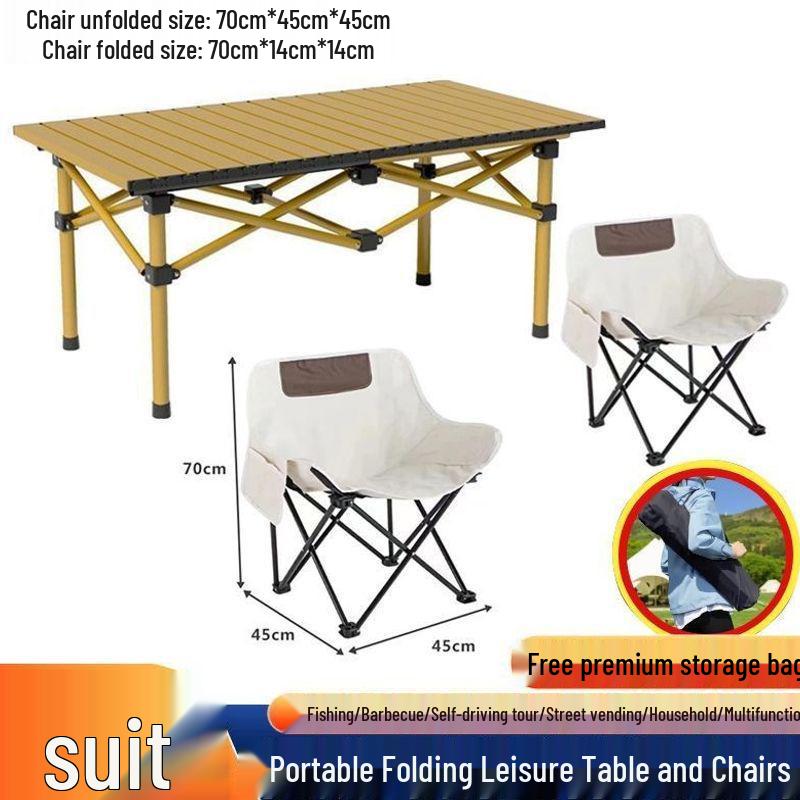 Portable Outdoor Folding Chair & Table Set with Backrest for Camping & Home Use