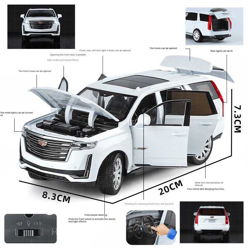 1:24 Large Size Alloy Cadillac Escalade Model Simulated SUV Off-Road Vehicle Boys' Toy Pull Back Collection & Desktop Ornament