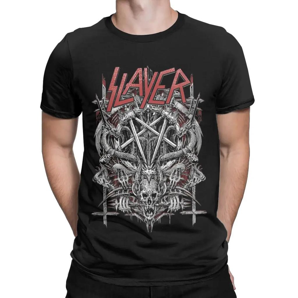 Summer Vintage 1980s Metal Band Slayer Trash Metal T-Shirt Men O Neck Cotton Anime T Shirt Short Sleeve Tees Oversized Clothing