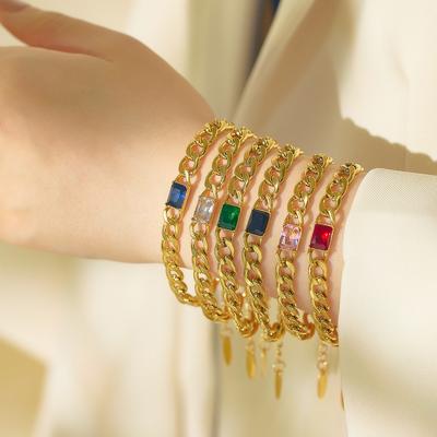 Retro Color Diamond Bracelet Titanium Steel Rough Bracelet