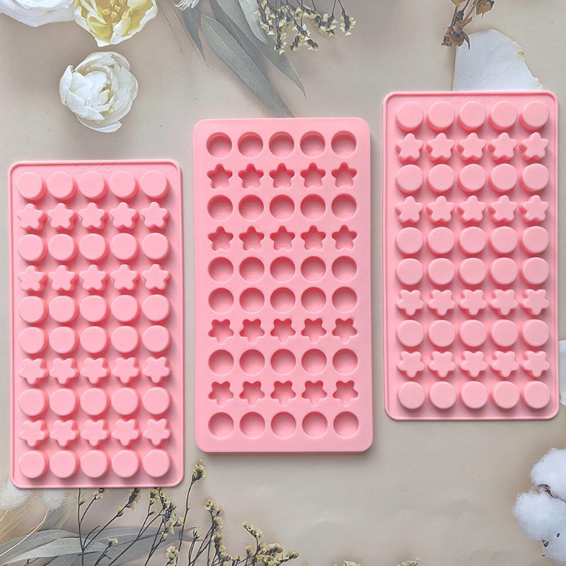 Food Grade Silicone Mold Non Stick With Round Star Cavities For Candy Chocolate Ice Cubes Gummy Diy Baking