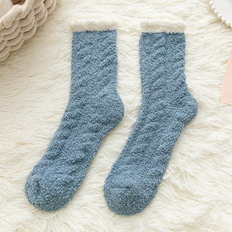 Women's Thicken Coral Velvet Socks Winter Soft Warm Casual Floor Socks Cute Mid-Tube Homewear Sleep Socks 1 Pair