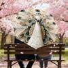 1PC Peacock Feathers Automatic Open/Close Umbrella with Windproof, 8-Rib Sturdy Canopy, Durable Ribs, Fashionable Design,1273a