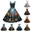 Women's Halloween Print Sexy Off-The-Shoulder Punk Vintage Dress