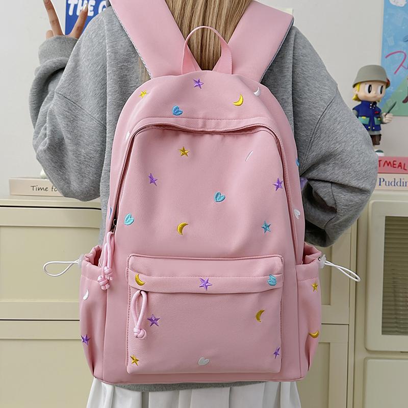 Large Capacity Student Schoolbag Women's Embroidered Computer Backpack Lightweight Backpack