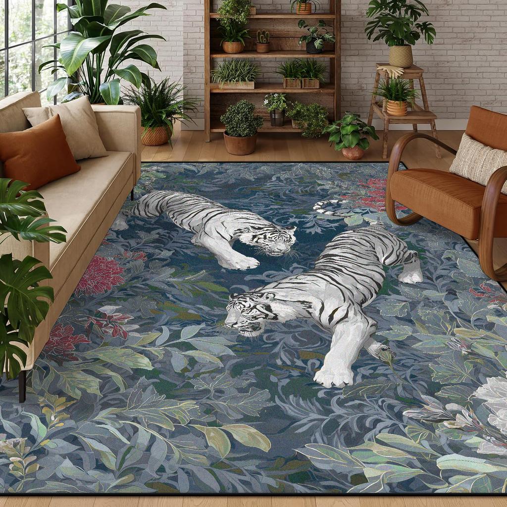 Creative Tiger Area Rugs Living Room Washable Bohemian Decor Carpet Vintage Large Soft Restaurant Antifouling Non-slip Floor Mat