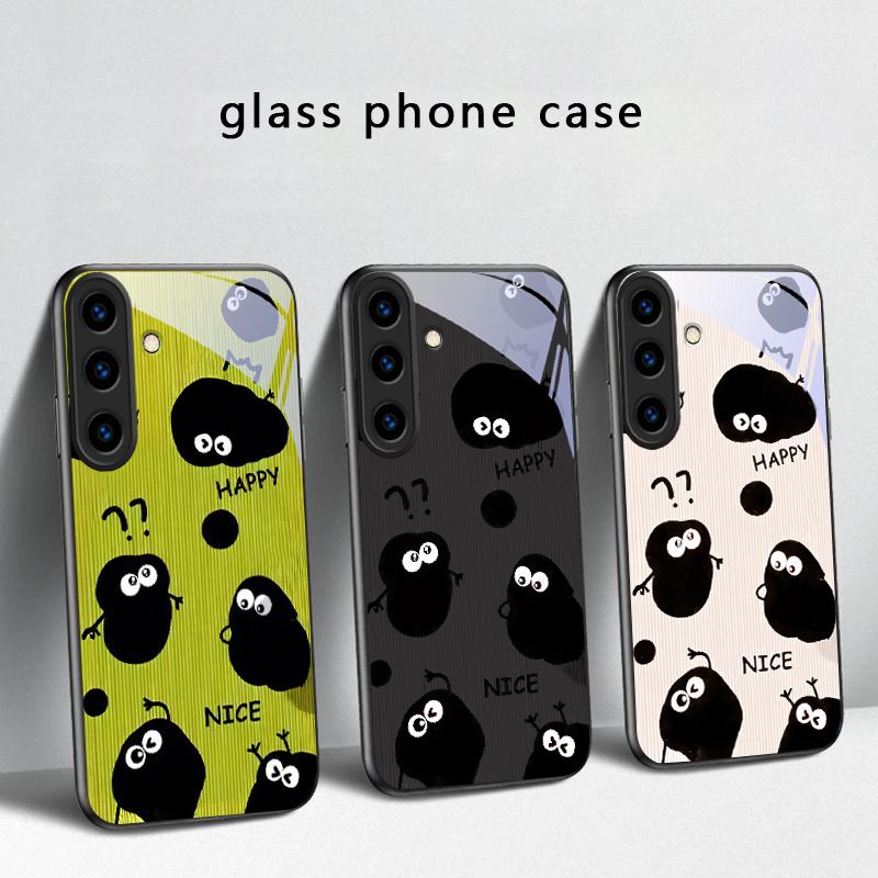 Funny hand drawn style For Samsung Galaxy S20 S21 S22 S23 Plus S24 FE S25 Ultra S26 Edge S25+ S20+ S22+ Black Glass Phone Case