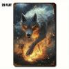 ZANZ Steel Wolf Wall Art Set, 11pcs 8x12 Inch 2D Metal Painting with Orange Eyes, Home Decor Gift