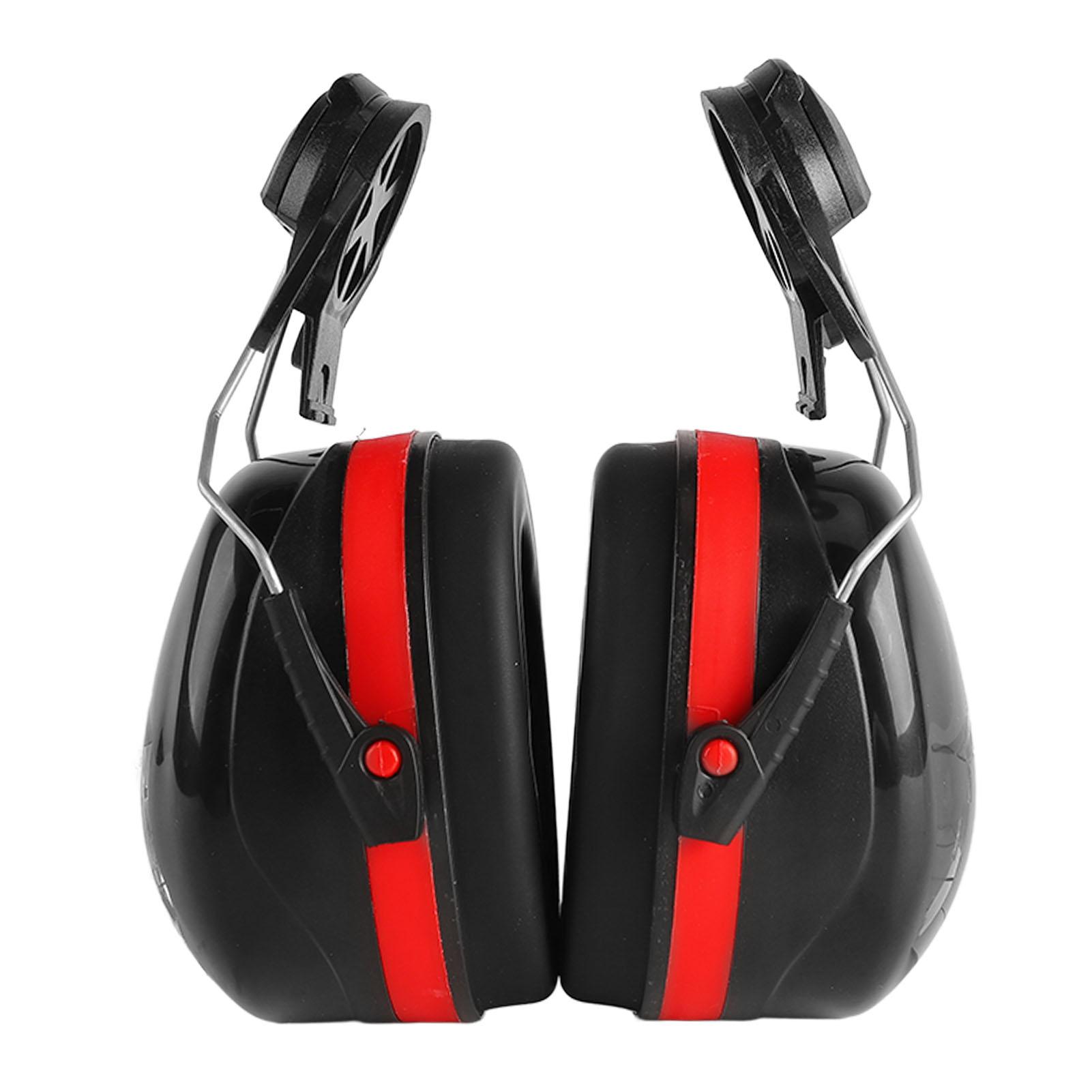 2Pcs Hard Hat Attachment Earmuff Noise Reduction Angle Adjustable Telescopic Helmet Earmuff Red Black PVC+sponge