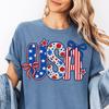 USA Coquette Bow Shirt Comfort Colors® Patriotic Floral 4th of July Tee Patriot American Flag Summer Girl America 250th Veteran Memorial Day