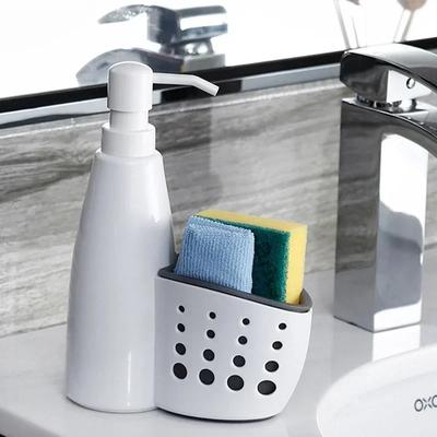 Fashionable Bathroom/Kitchen Soap Dispenser with Sponge Holder - Stylish, Functional & Space-Saving Design for Easy Cleaning