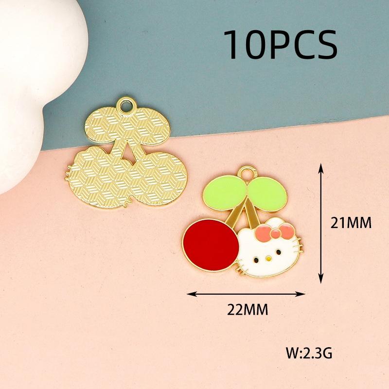 10PCS Alloy Cartoon Cat DIY Accessories Drip Oil Bag Clothing Keychain Jewelry Head Hand Rope Pendant Handmade Accessories