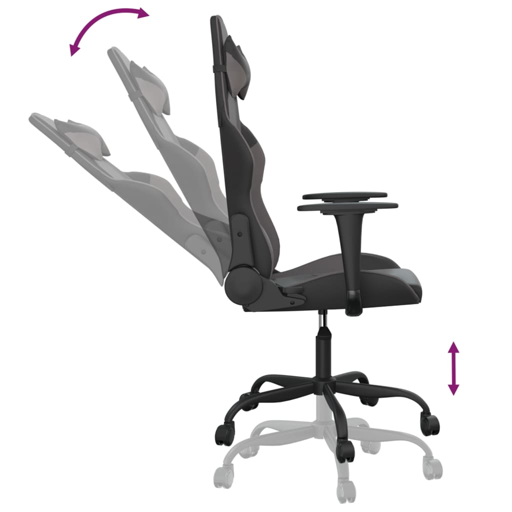 Gaming Chair Black and Gray Faux Leather