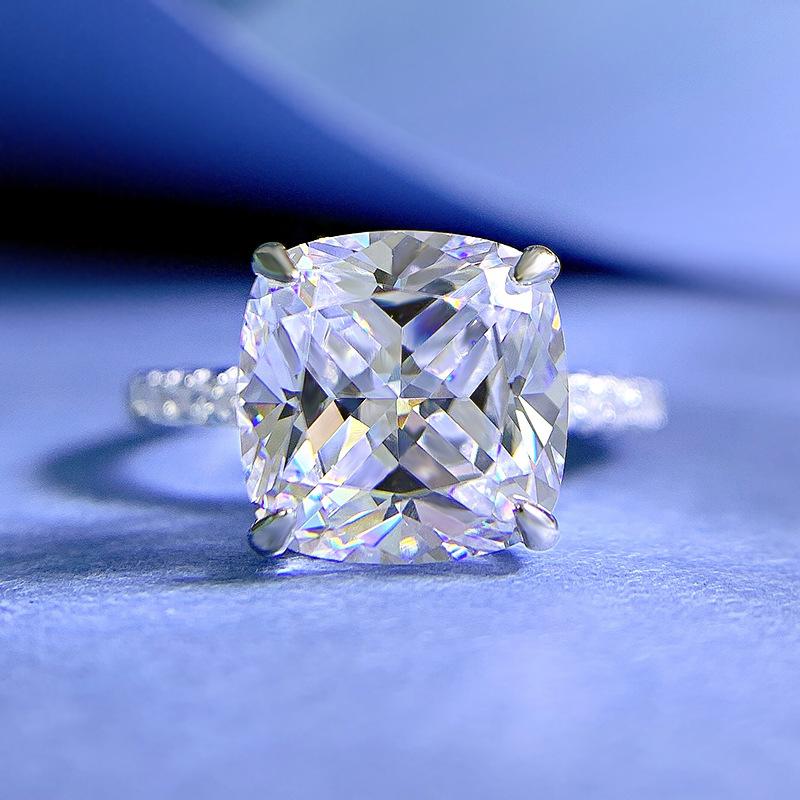 

Роскошная подушка Cut 4ct b Бриллиант кольцо 100% Real 925 sterling sier Party Обручальные кольца для женщин Мужчины Помолвочные украшения