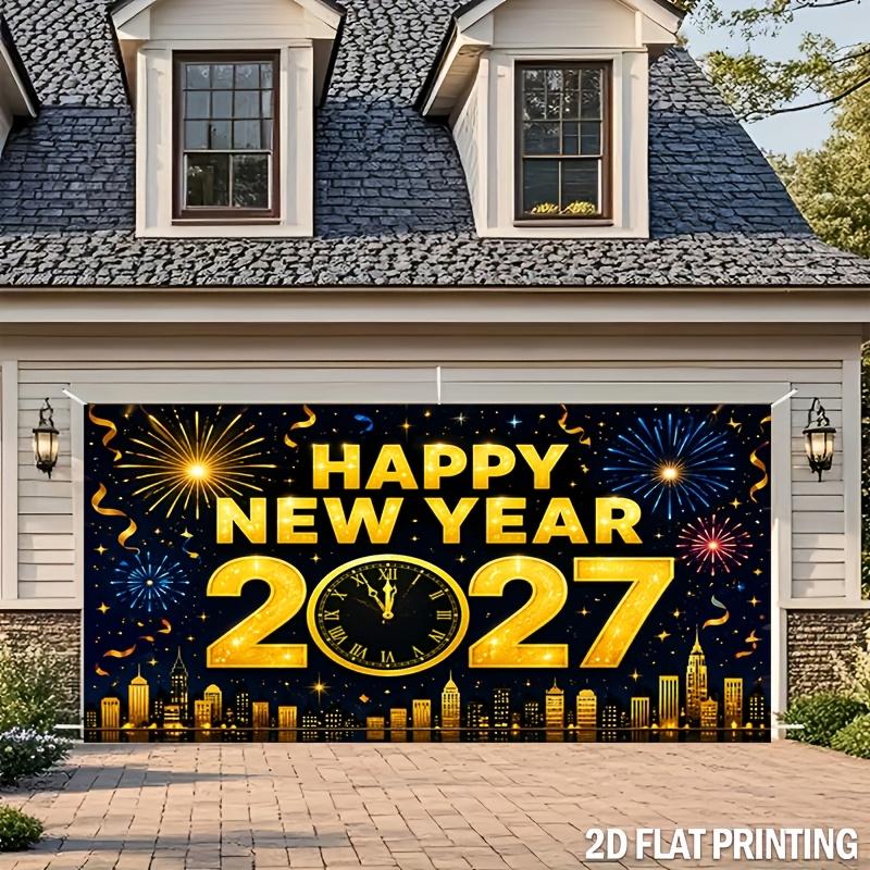 1 Pezzo Felice Anno Nuovo 2027 Orologio Fuochi d'Artificio Decorazione Sfondo Decorazioni per Sfondo Celebrazione per Studio Fotografico Stand Festa