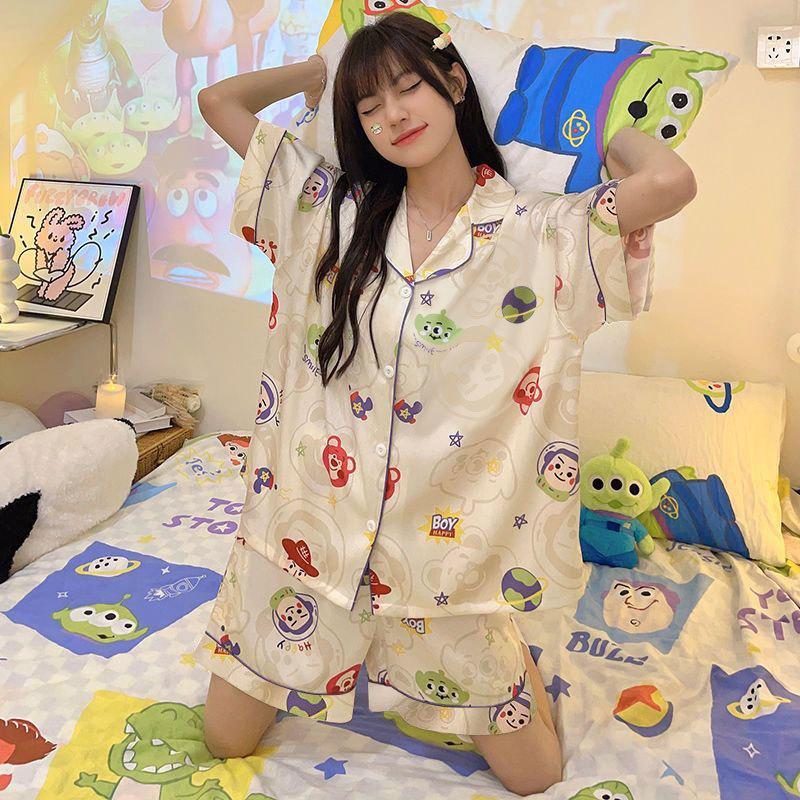 Japanese-style Unprinted Style Summer Fresh Cotton Pajamas Women's Short Sleeves 1011 New Loose Outer Loungewear Suit
