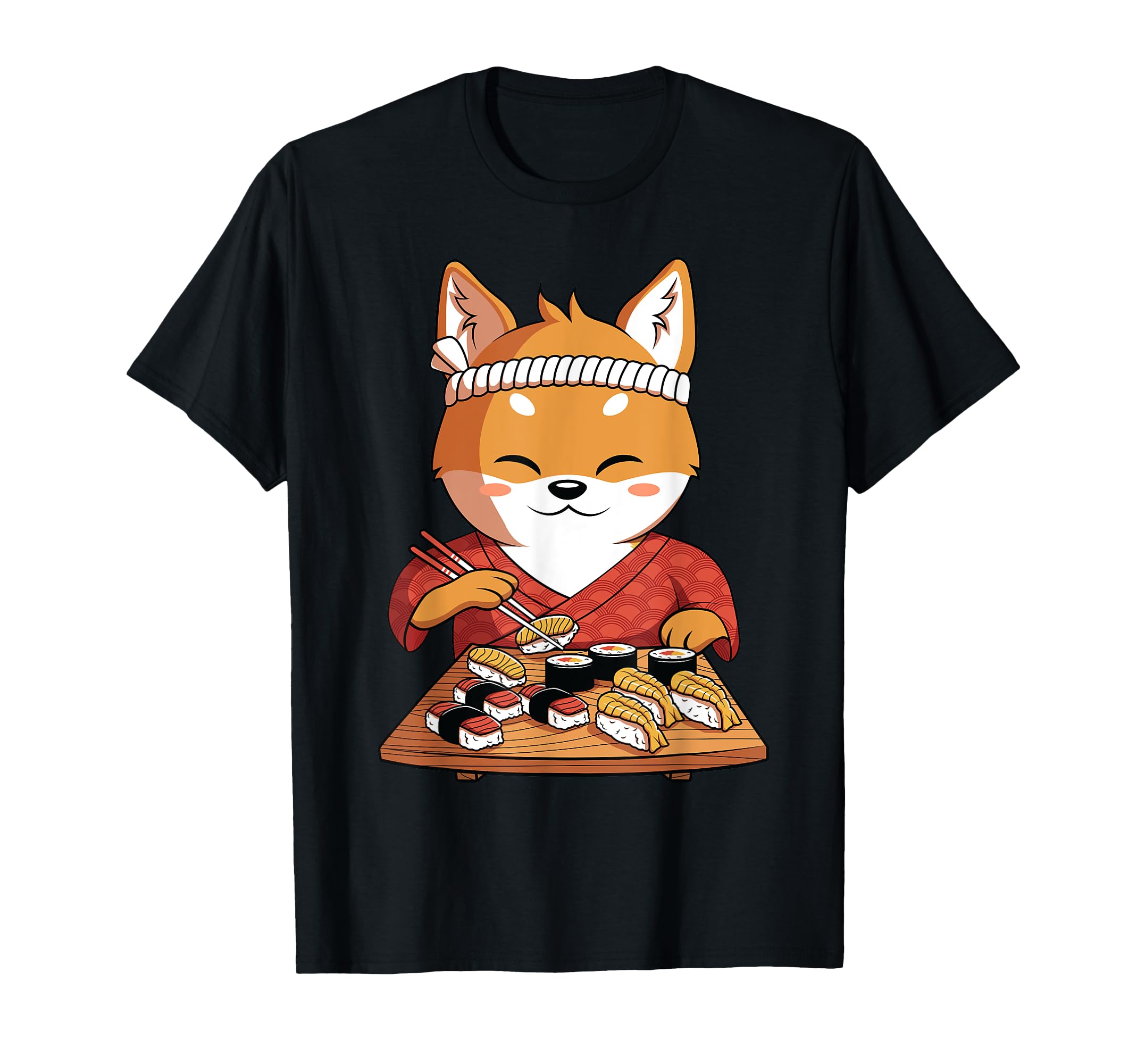 

Cute Anime Shiba Inu Dog Japanese Sushi Bar Gift T-Shirt чёрный