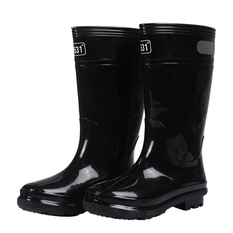 

Высокие резиновые сапоги для мужчин и женщин, утолщенные резиновые сапоги для рыбалки, мойки автомобилей, водонепроницаемая обувь, нескользящая подошва из говяжьих сухожилий, резиновая обувь 46 чёрный