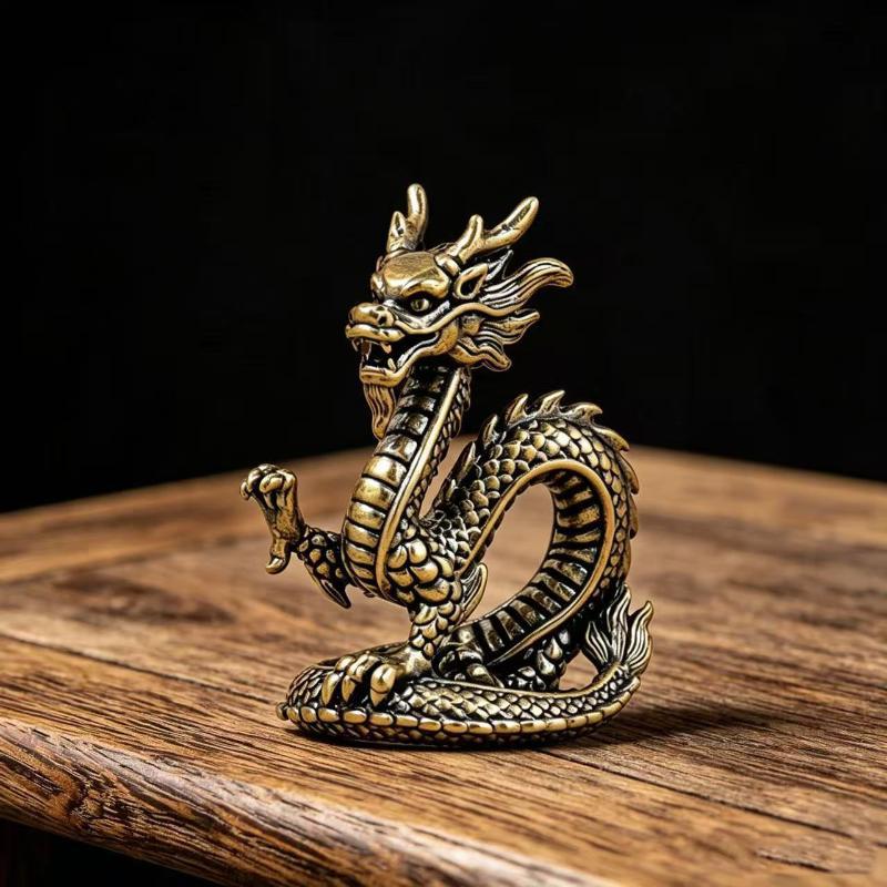 Brass Dragon Figurines Miniatures Desktop Ornaments Retro Metal Model Crafts Home Decoration Accessories