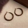 Hot in autumn and winter, leopard print flocking exaggerated wind geometric earrings, needle explosive earrings