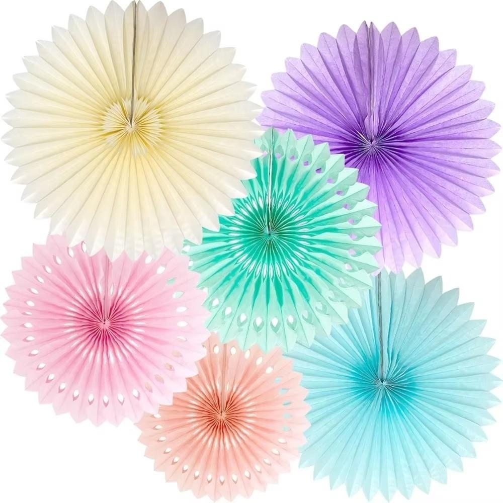 6Pcs/Set Hanging Ornaments Paper Fan Flowers Flower Paper Crafts Wedding Party Decoration