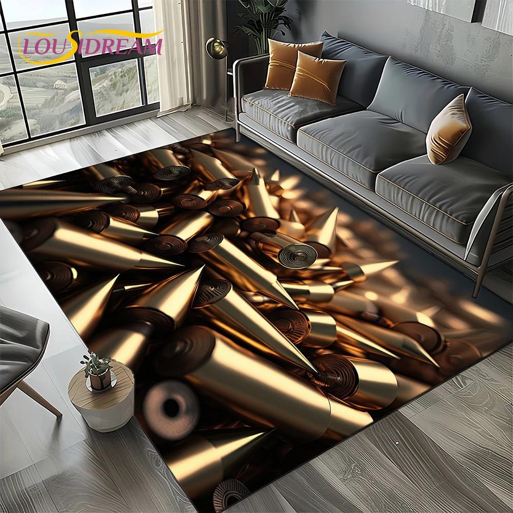 27 Style Retro Guns Pistol Ammunition Bullet Cartridge AK M4 Rug Carpet for Living Room Bedroom Decor,Non-slip for Sofa Doormat