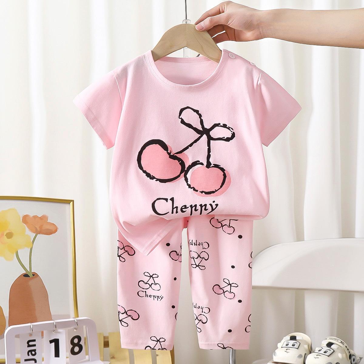 

Детская хлопковая летняя повседневная пижама с короткими рукавами для мальчиков и девочек 110cm