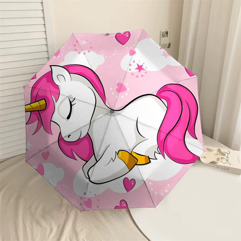 

1PC unicorn hearts Umbrella-8-Rib Reinforced, Automatic Open, Lightweight & Durable, Cute Fashion Accessory for Outdoor-W9311