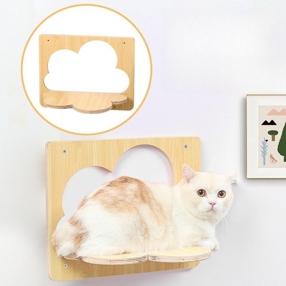 Solid Wood Hanging Hammock for Cats Stable and Steady Wall Mounted Cat Jumping Platform Scratch-resistant Pet Products