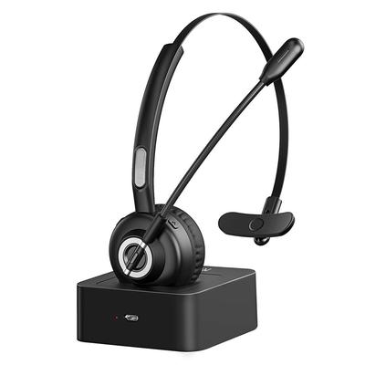 Bluetooth 5.0 Headset Wireless Headset with Microphone Charging Base for Office Business Call