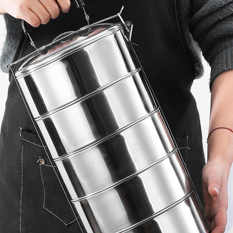 2/3/4/5 Layers Stainless Steel Lunch Box Lunch Container Heatable Portable Lunch Box Outdoor Thickened Large Capacity Pot