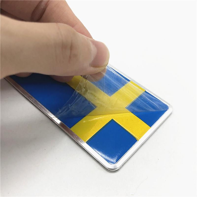 1Pc 3D Aluminum Alloy Sweden National Flag Emblem Badge Car Sticker Motorcycle Decal S60L Decoration For Volvo V70 XC60 S60 V60 V40