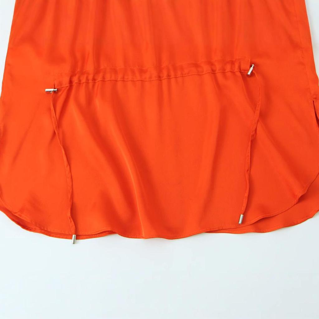 2025 Spring Women's European & American Silk Satin Long Sleeve Lapel Shirt