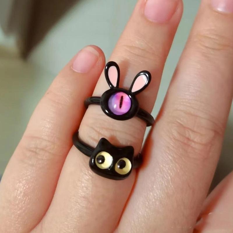 Cute Monster Rings For Women Fashion Sweet Cat Eyes Open Couple Rings Wedding Finger Accessories New Jewelry Gift